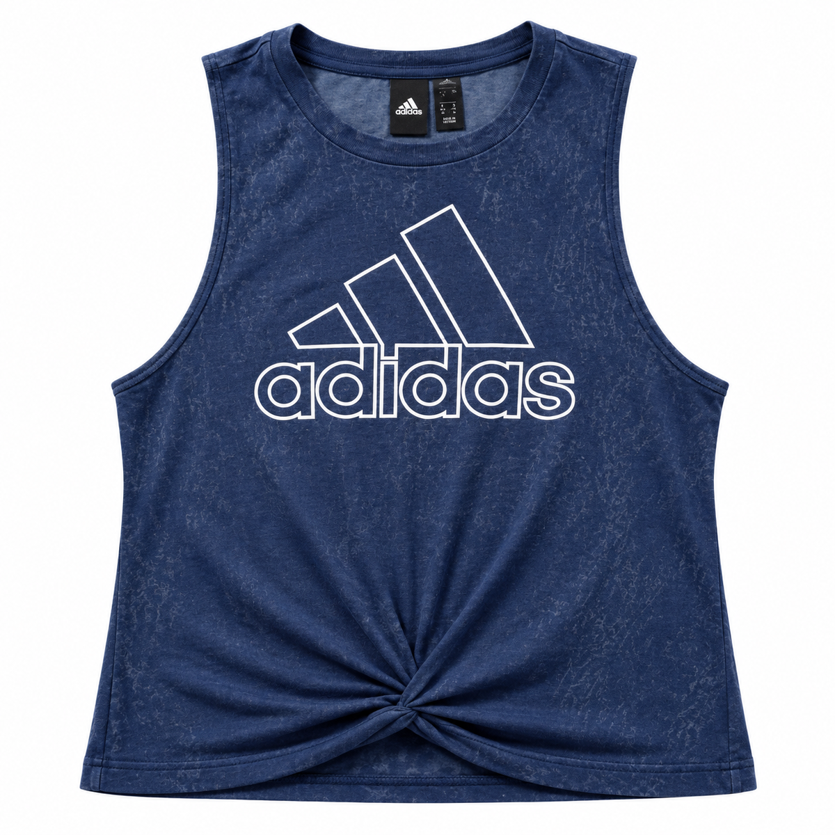 Adidas Navy Acid Wash Twist Front Logo Tank Top