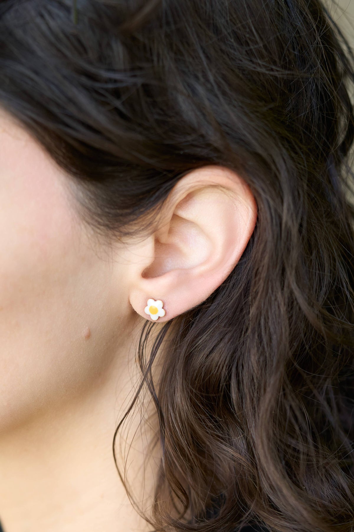 Daisy Stud Earrings 18K Gold Plated Enamel Water Resistant Jewelry