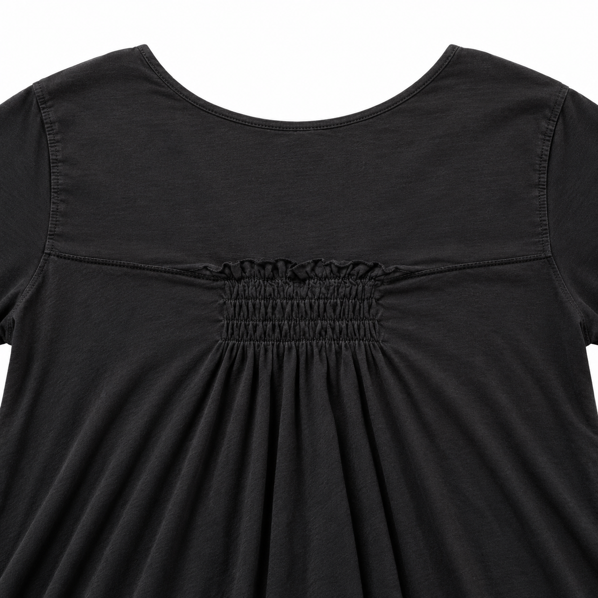 Free People Black Button-Front Smocked Relaxed Tunic Top