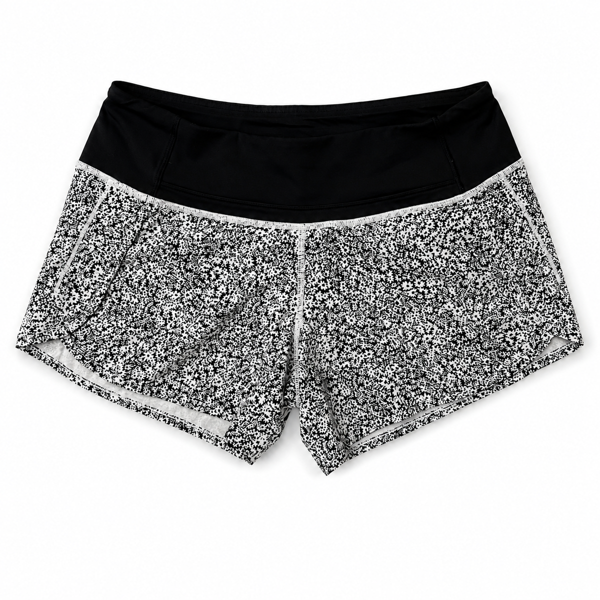 Black and White Floral Athletic Shorts - Size 4