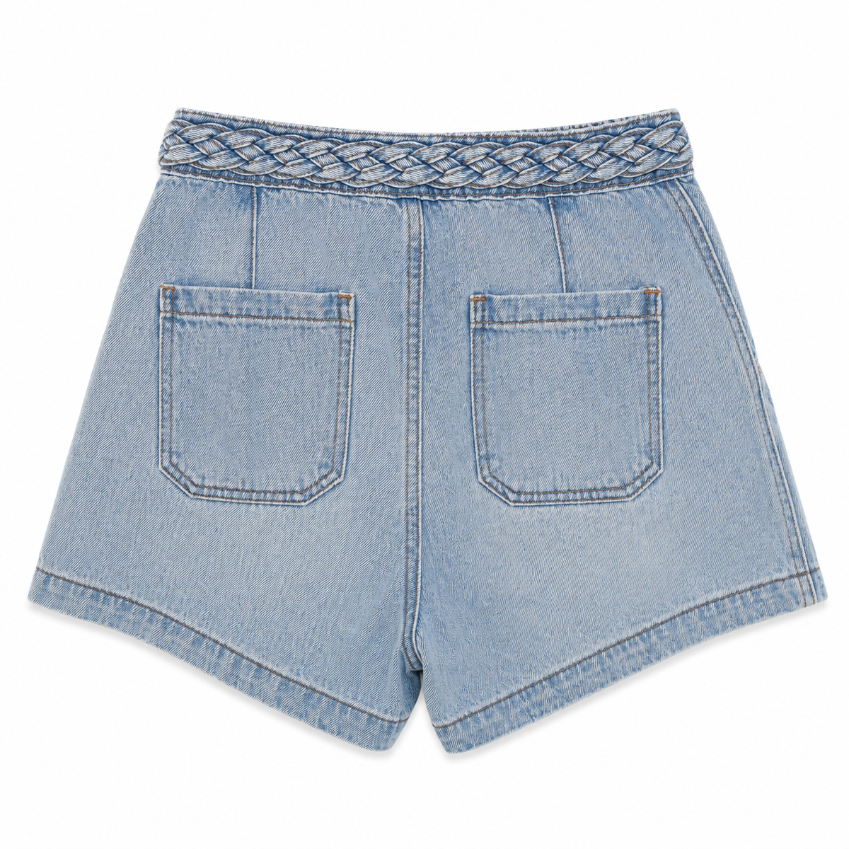 High Waisted Braided Denim Shorts