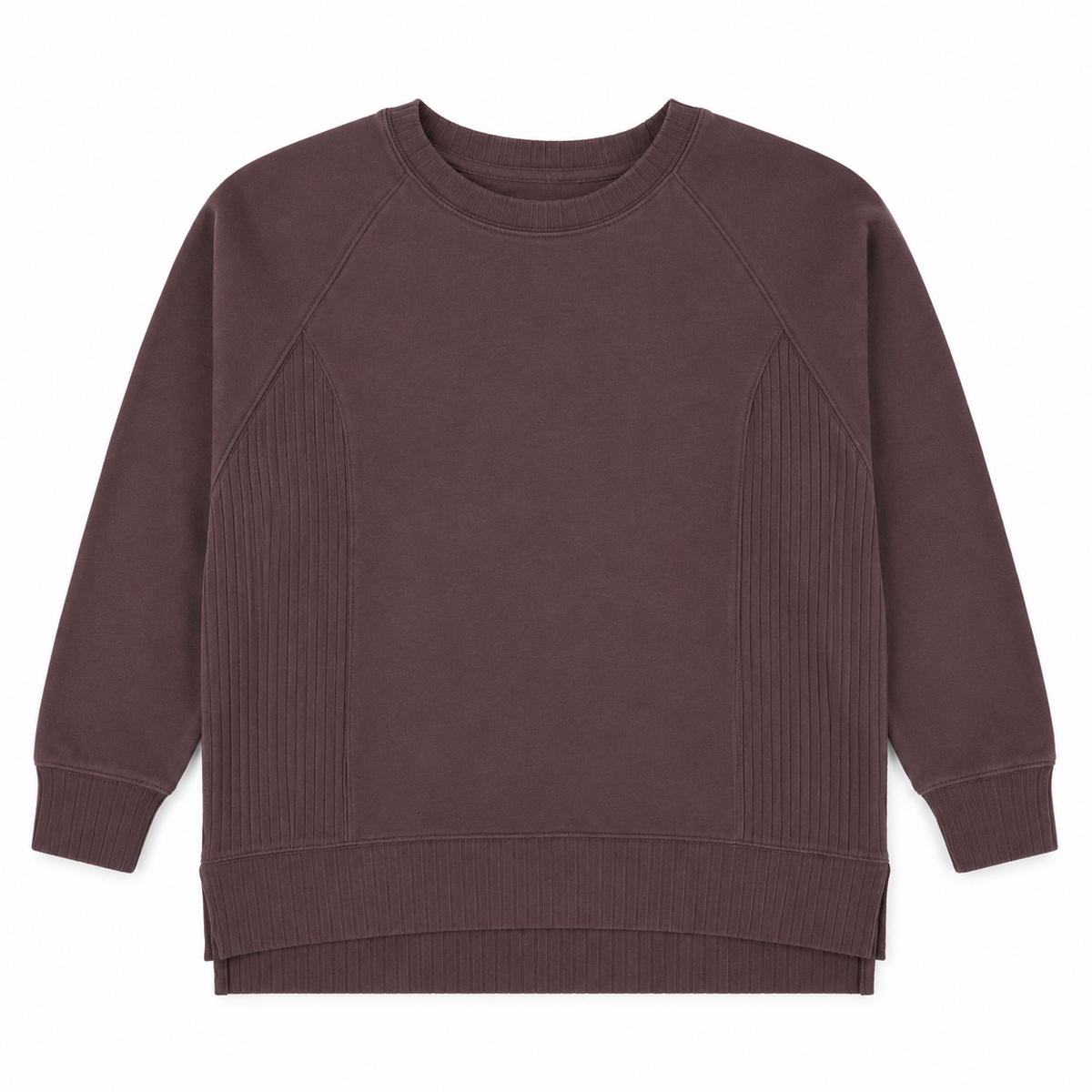 Dusty Purple Sweatshirt With Ribbed Sides - Size Small
