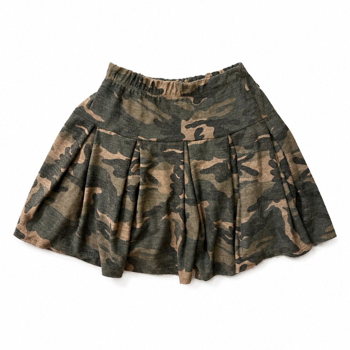 Camo Pleated Terry Cloth Mini Skirt