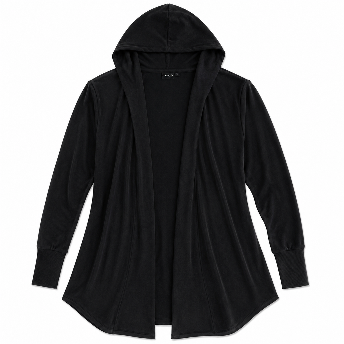 Black Hooded Longline Cardigan Sweatshirt