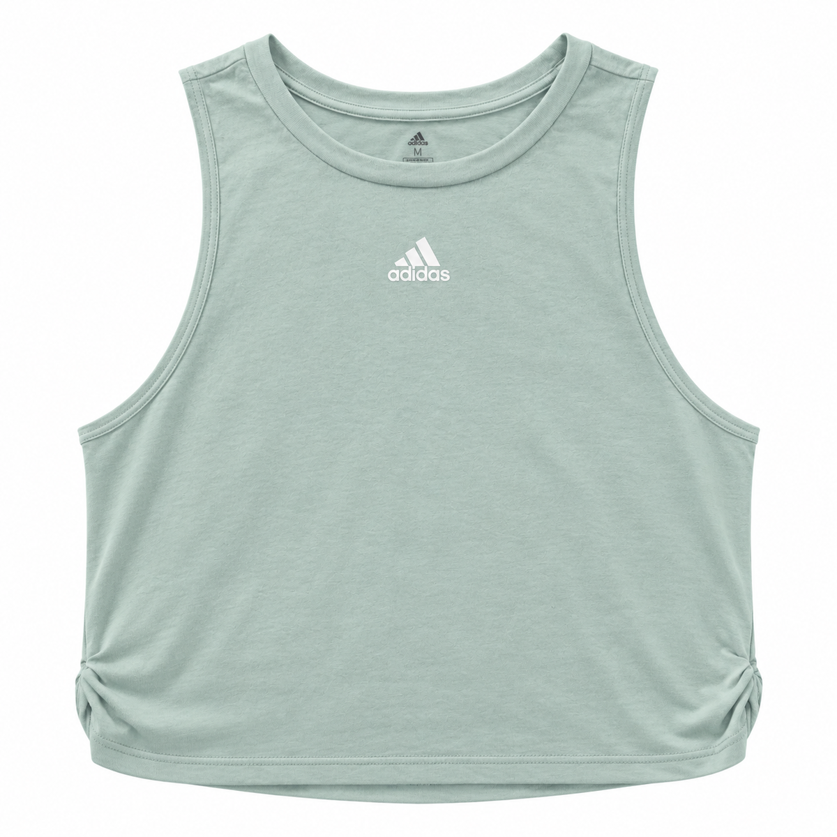 Adidas Sage Green Ruched Side Sleeveless Crop Tank