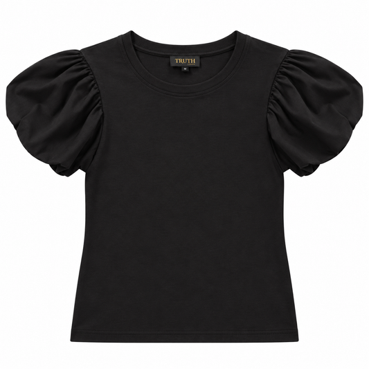 Truth Black Statement Puff Sleeve Top