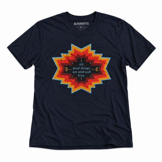 All Good Things Are Wild And Free V-Neck Graphic Tee - Size Small