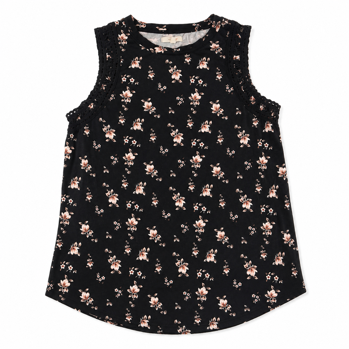 Black Floral Tank - Size Medium