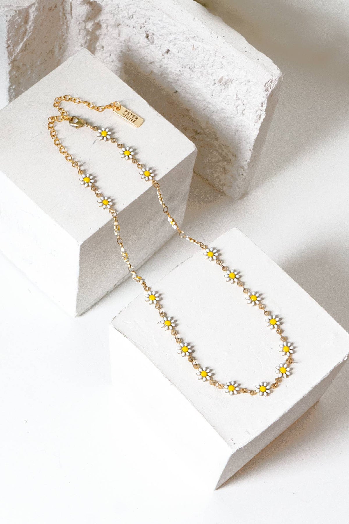 Lure Daisy Choker Necklace in Ivory 18K Gold Plated Waterproof Adjustable Length