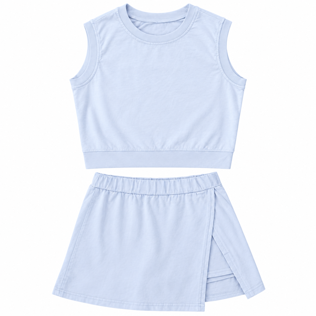 Cloud Nine Powder Blue Crop Top & Wrap Skort Set