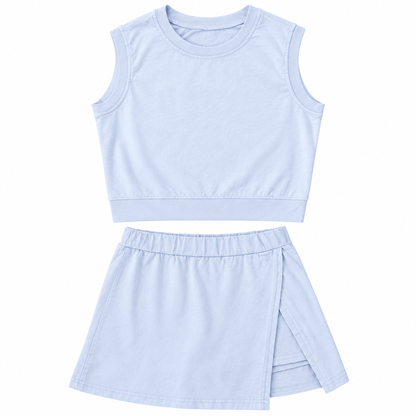 Cloud Nine Powder Blue Crop Top & Wrap Skort Set