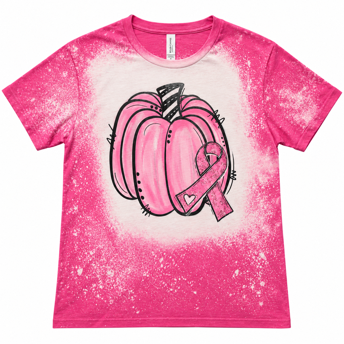 Pink Pumpkin & Breast Cancer Awareness Ribbon Graphic Tee