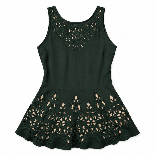Dark Green Velvet Cutout Dress – Size Extra Small