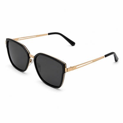 Retro Frame Black and Gold Sunglasses