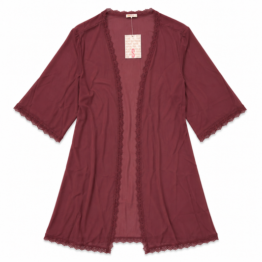 NWT Burgundy Lightweight Long Kimono -Size Small