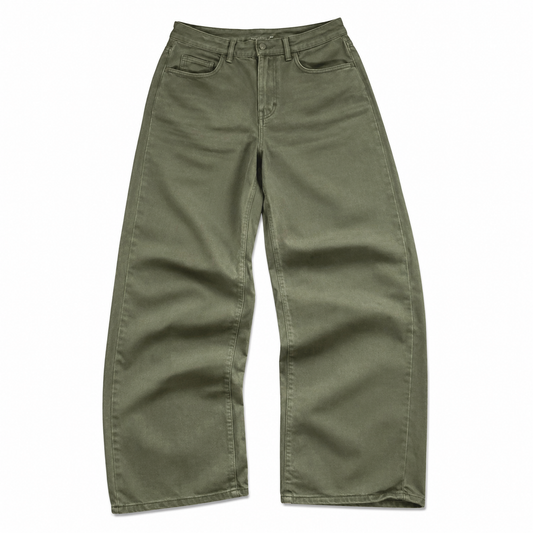 Olive Green Relaxed Fit Denim Pants
