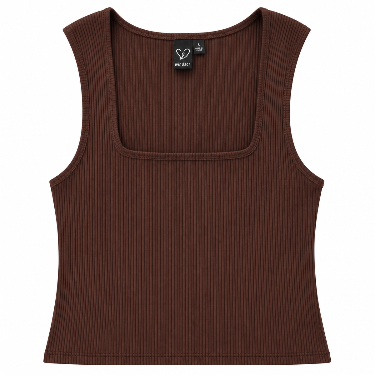 Chocolate Brown Cropped Square Neck Tank Top