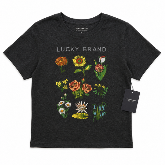 Lucky Brand Charcoal Floral Graphic Tee