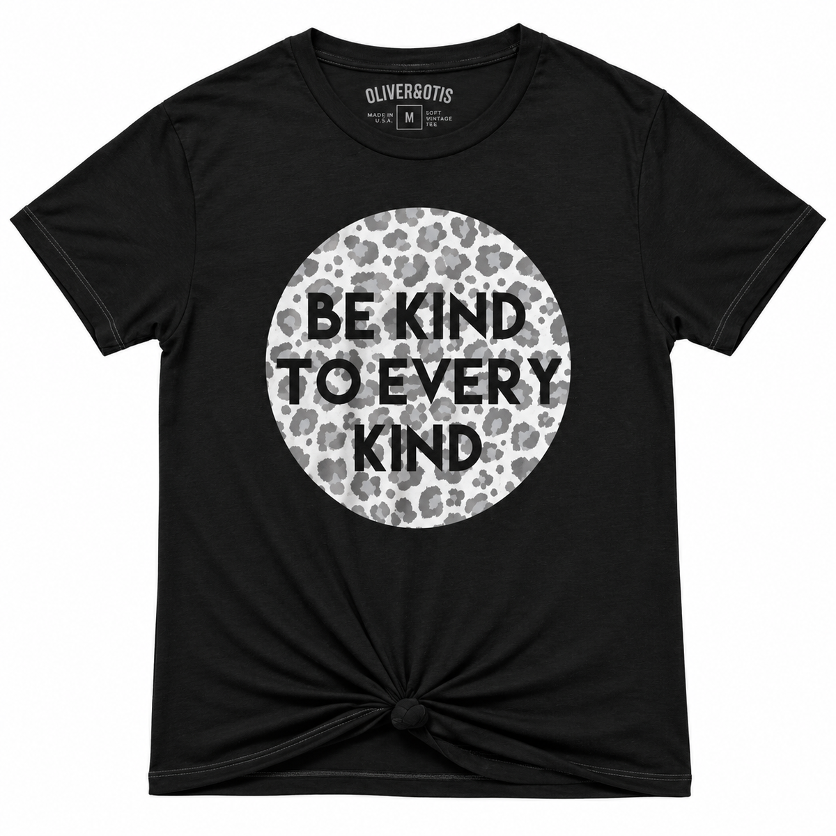 Oliver & Otis Be Kind Leopard Print Twist Front Graphic Tee