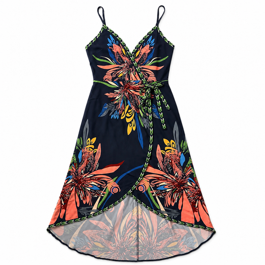 Floral Wrap High-Low Dress - Size Small