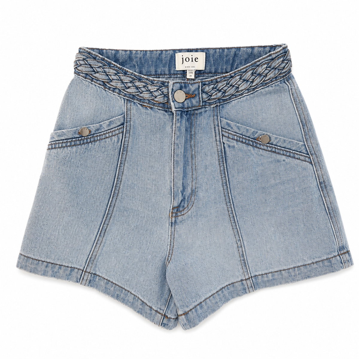 High Waisted Braided Denim Shorts