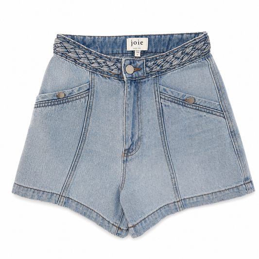 High Waisted Braided Denim Shorts