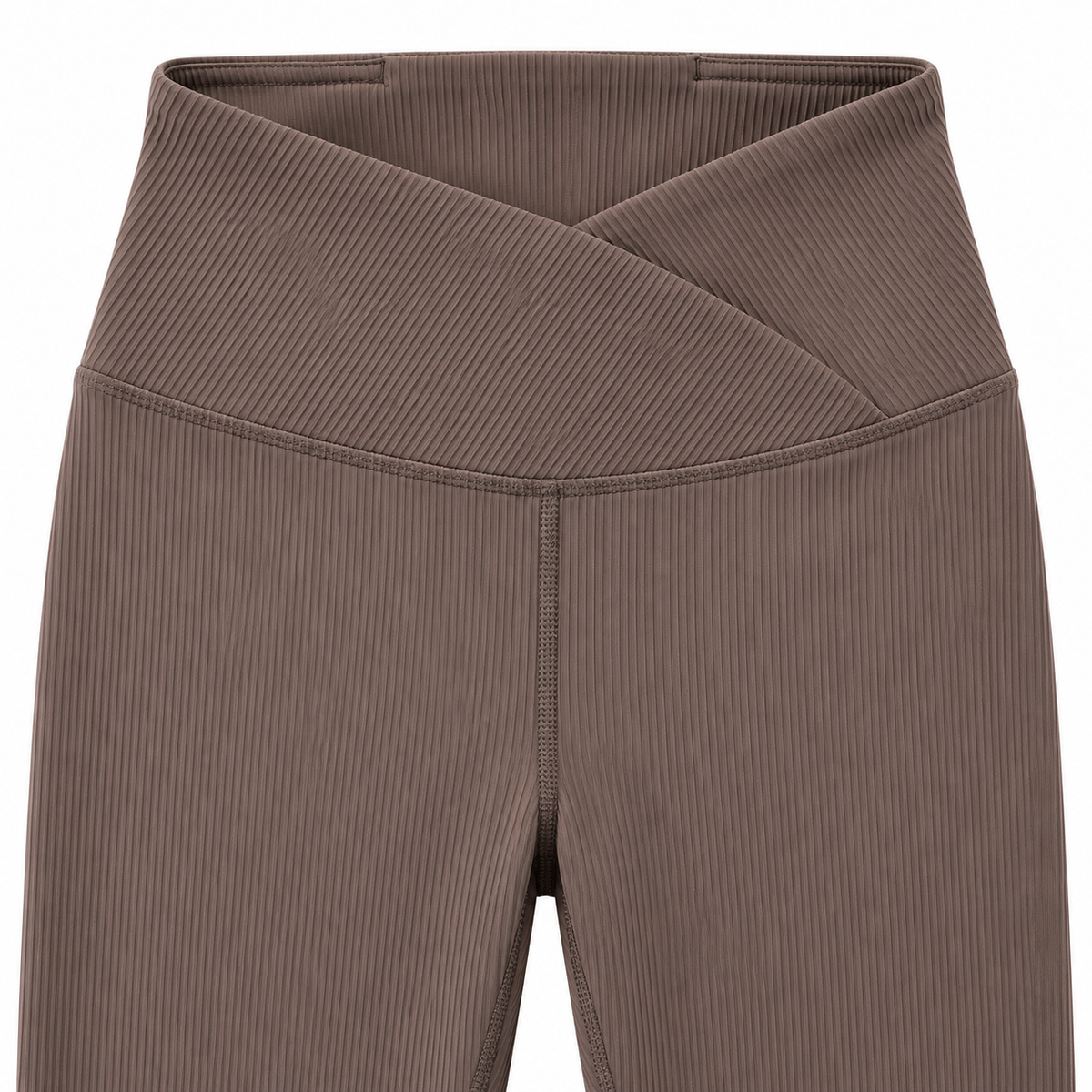 Mocha Ribbed Crossover High-Waisted Leggings