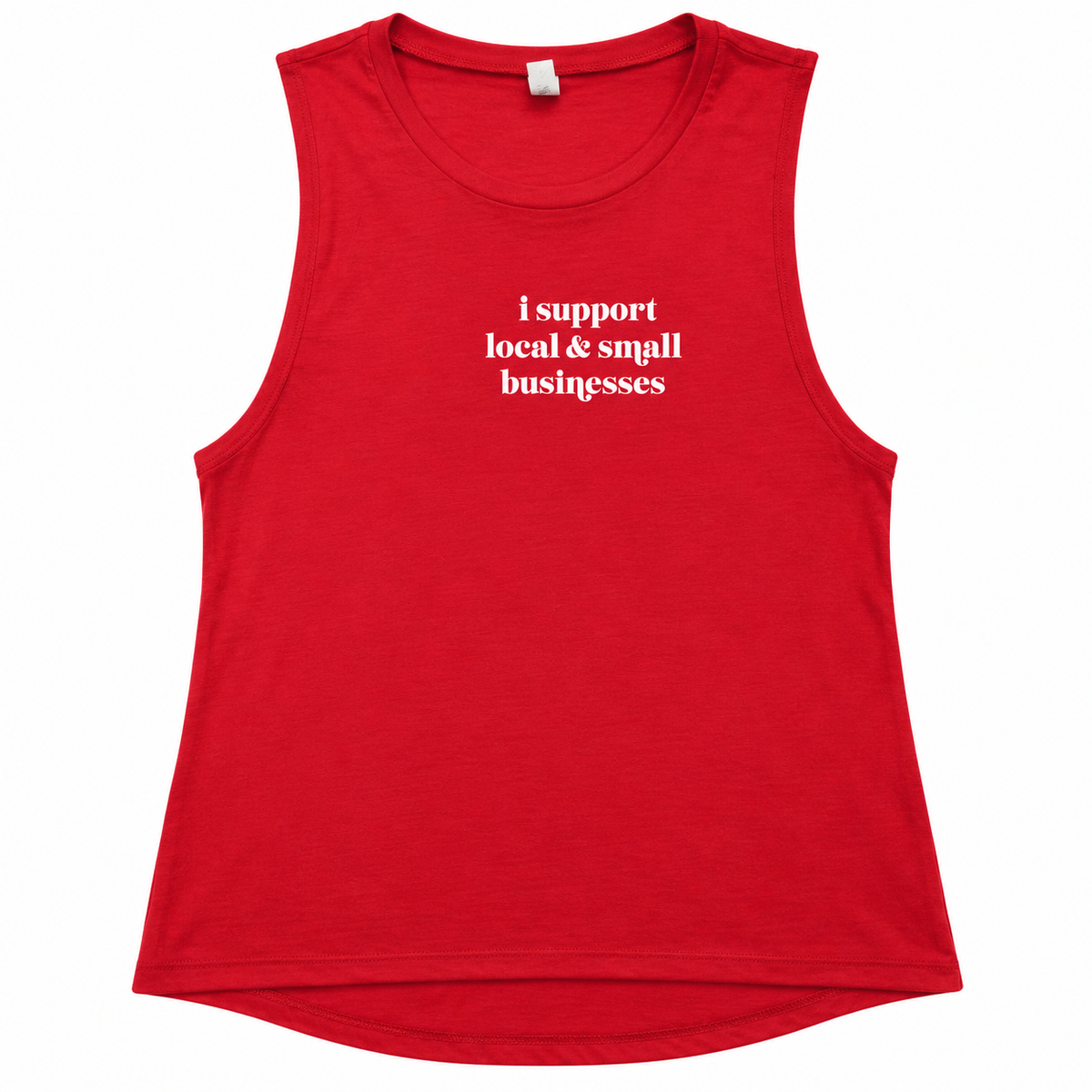 Support Small Business Red Graphic Muscle Tank Top