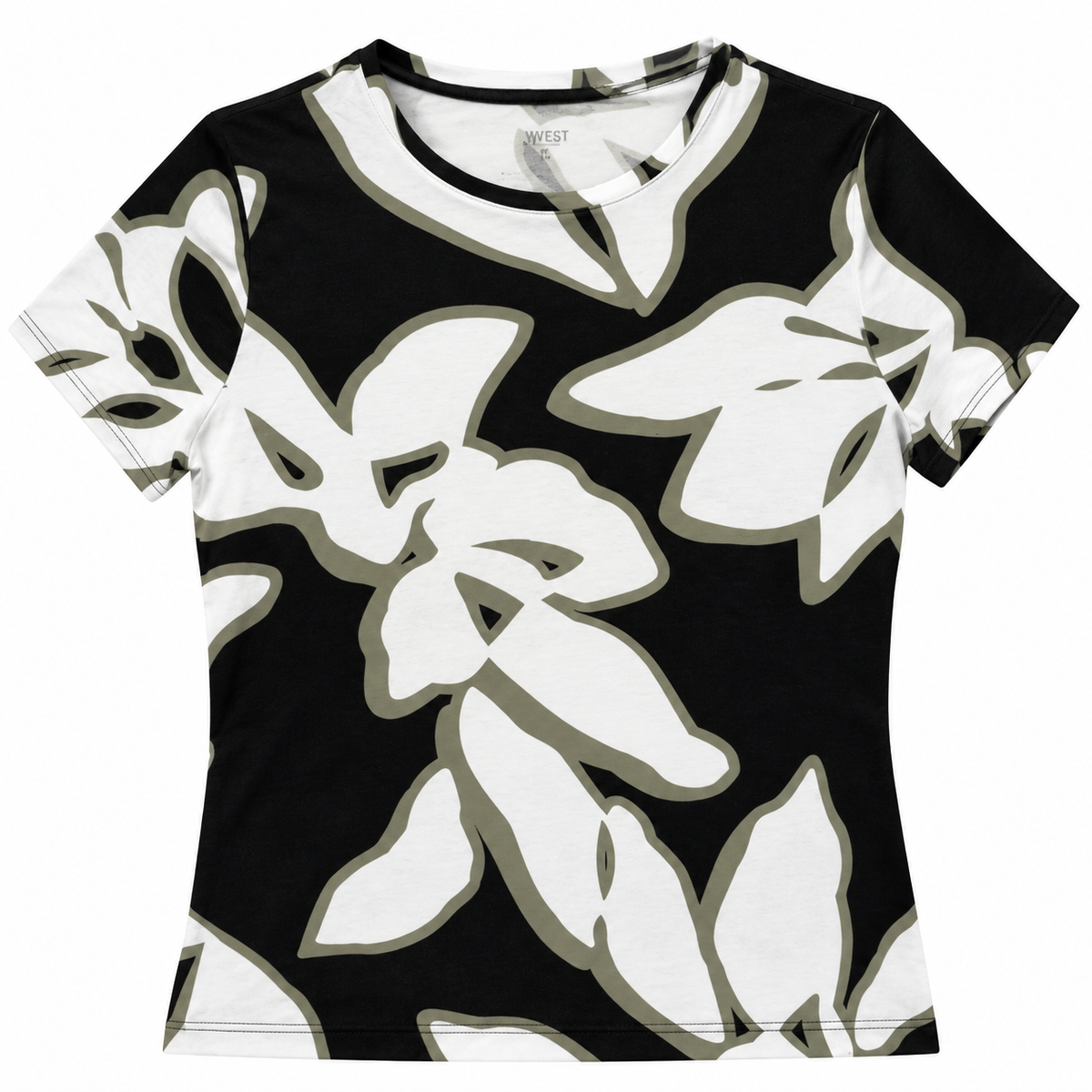Black & White Oversized Floral Print Short Sleeve Top