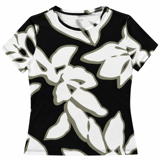 Black & White Oversized Floral Print Short Sleeve Top