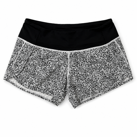 Black and White Floral Athletic Shorts - Size 4