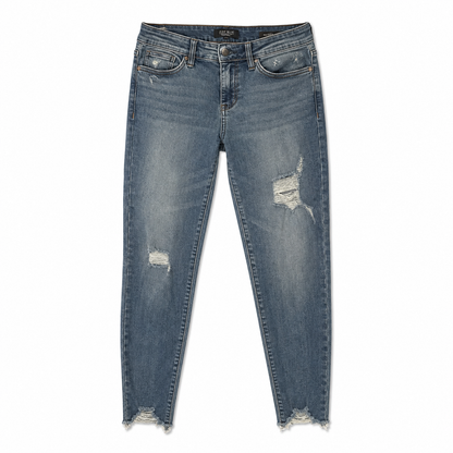 Judy Blue High-Rise Distressed Skinny Jeans with Dandelion Embroidery