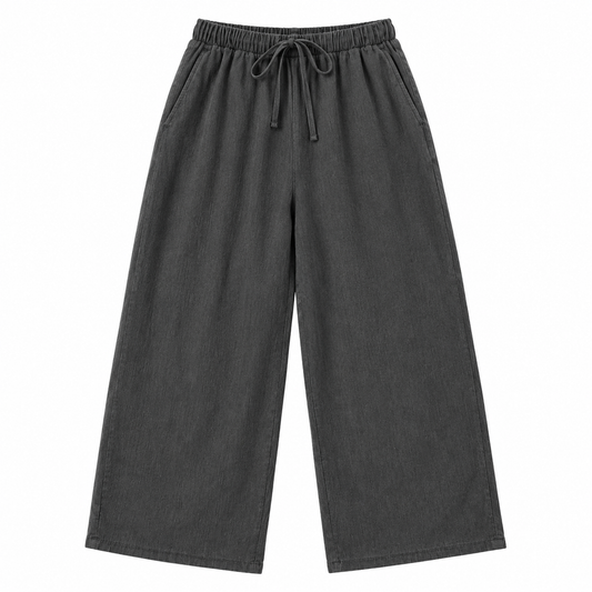 Easy Days Charcoal Wide Leg Drawstring Pants