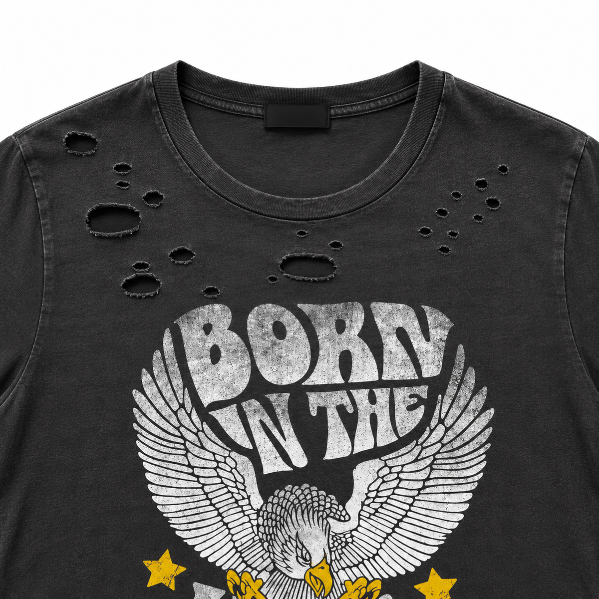 Born in the USA Distressed Charcoal Eagle Graphic Tee