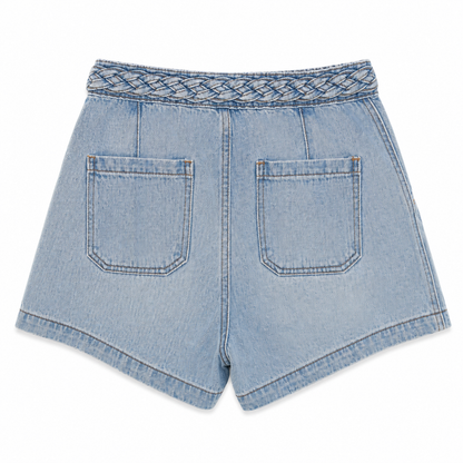 High Waisted Braided Denim Shorts