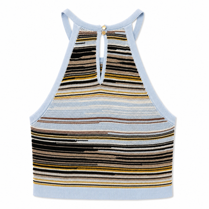 White House Black Market Striped High Neck Tank