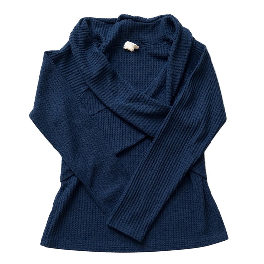 Steel Blue Waffle Knit Cowl Neck - Size Small