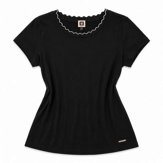 Black and White Dressy Top - Size Medium