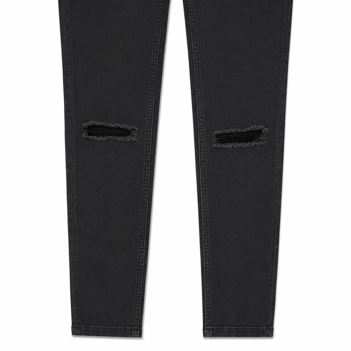 Black Knee-Rip Skinny Jeans