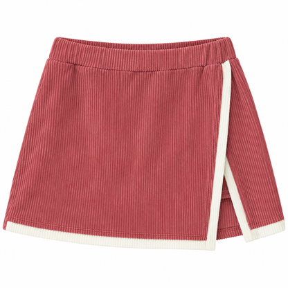 Game Day Darling Rose Ribbed Crop Top & Wrap Skort Set