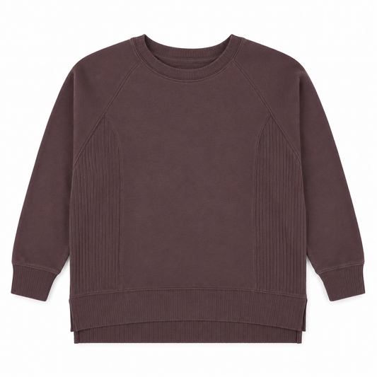 Dusty Purple Sweatshirt With Ribbed Sides - Size Small