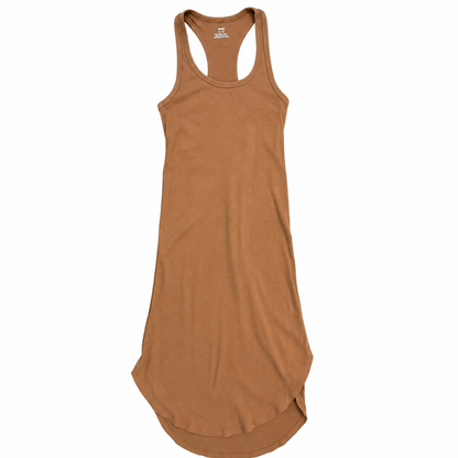Ribbed Camel Racerback Midi Dress – Size Extra Small