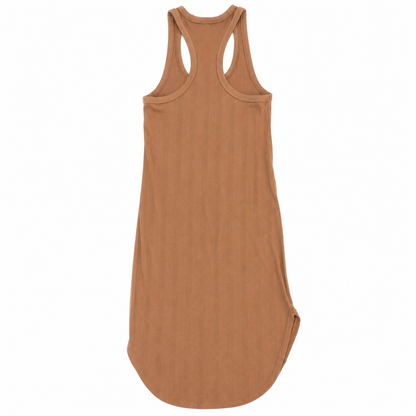 Ribbed Camel Racerback Midi Dress – Size Extra Small