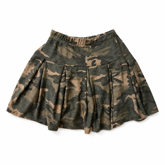 Camo Pleated Terry Cloth Mini Skirt
