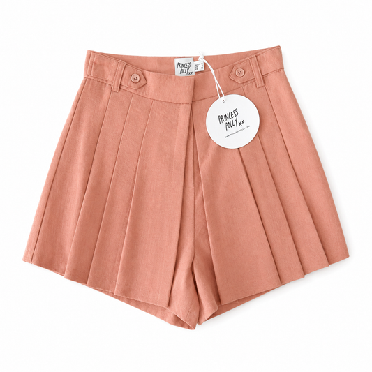 Princess Polly Peach Pleated High-Waisted Shorts Size - 6