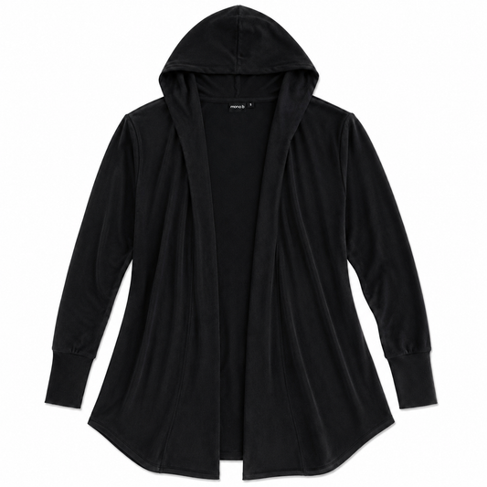 Black Hooded Longline Cardigan Sweatshirt
