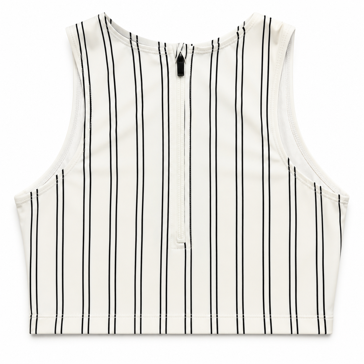 Black & White Pinstripe High-Neck Two-Piece Swimsuit