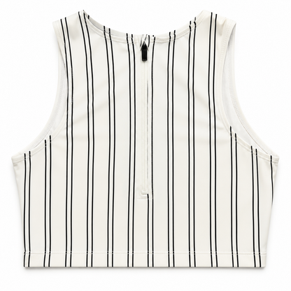Black & White Pinstripe High-Neck Two-Piece Swimsuit