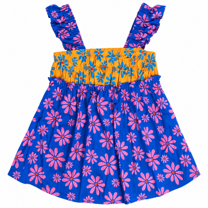 Bold Blooms Colorblock Ruffle Tank Top