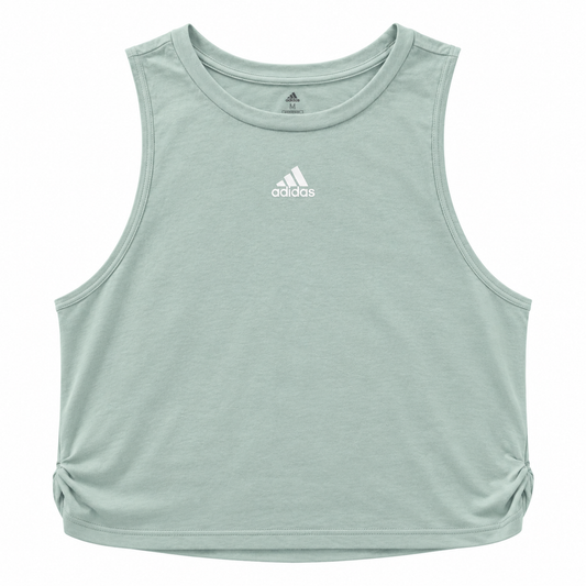 Adidas Sage Green Ruched Side Sleeveless Crop Tank